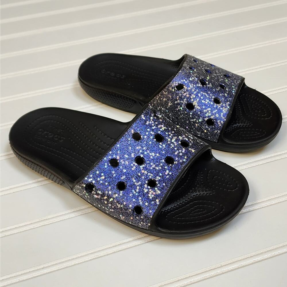 Crocs Unisex Adult Classic Starry Glitter Slide Sandals Size 6 Men's/8 Women's